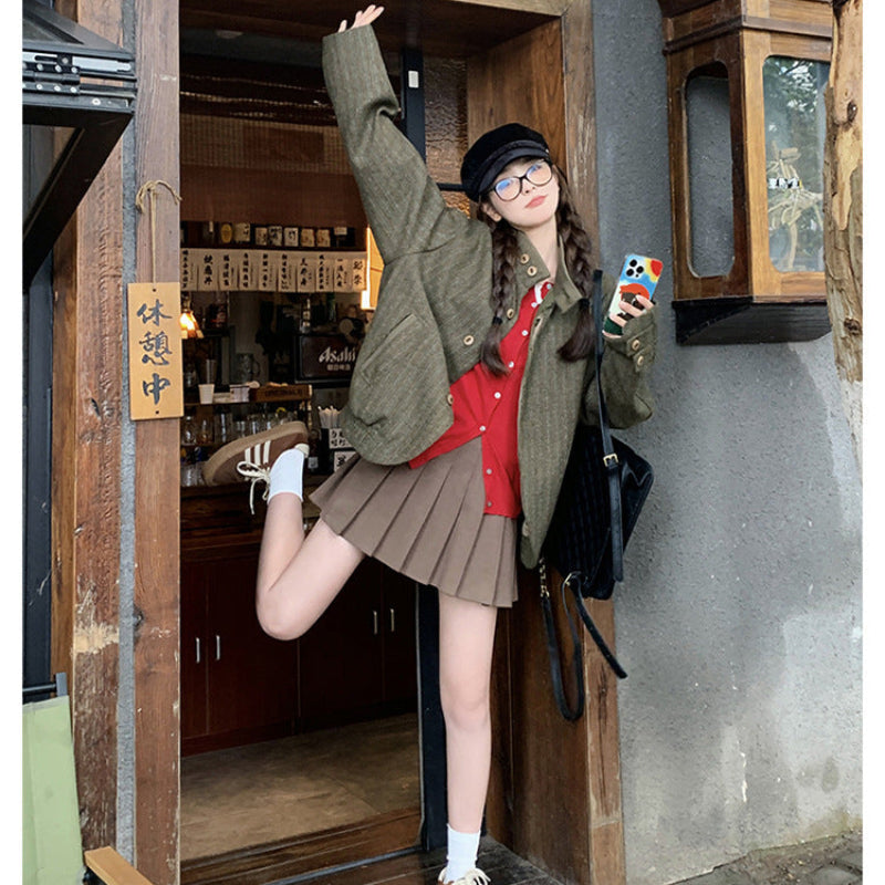 ダブルカフススタンドカラーウールジャケット