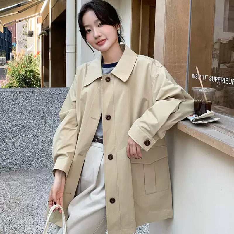 ステンカラーミディアム丈ジャケット