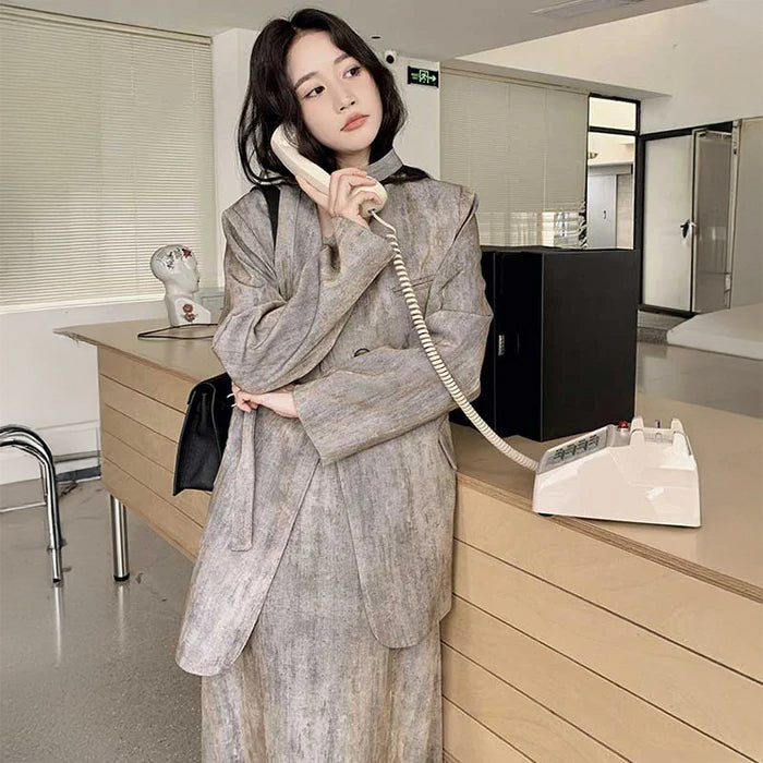 オーバーサイズジャケット×キャミソールワンピース