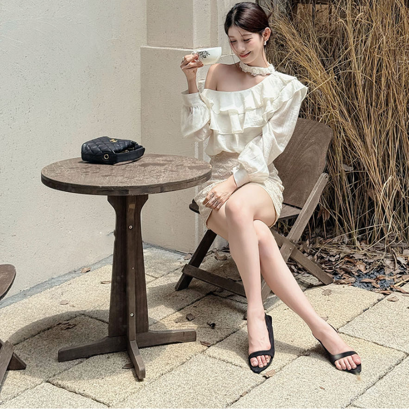 ワンショルダーフリルカラーブラウス(3colors)