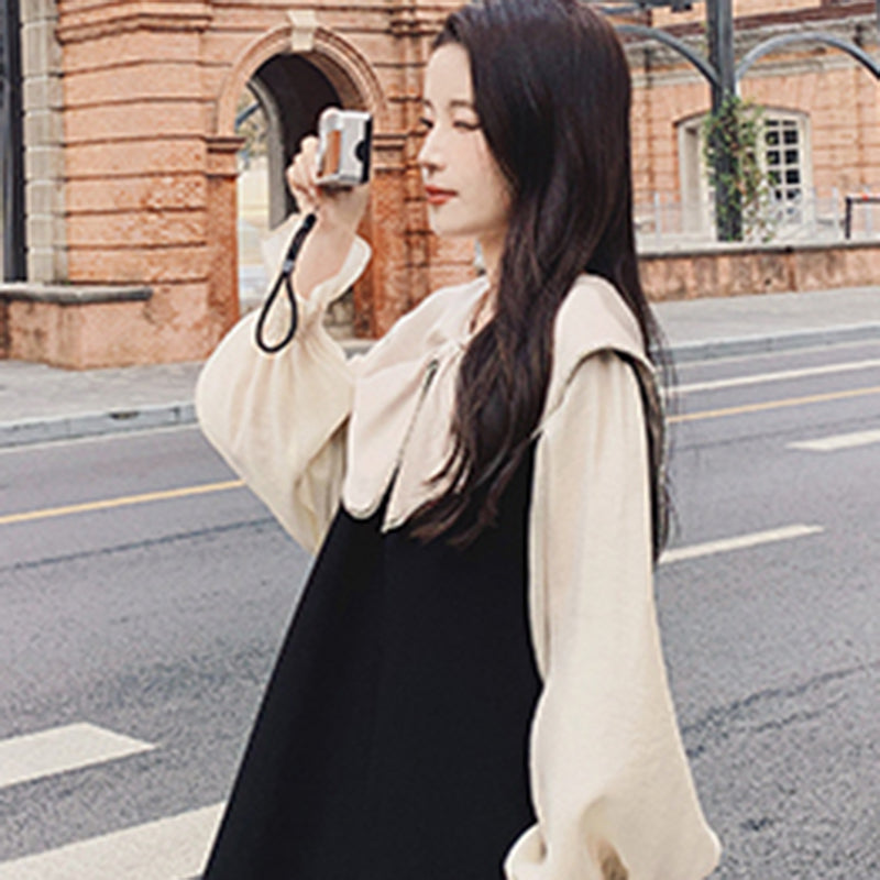 リボンディテールシアーパフスリーブワンピ