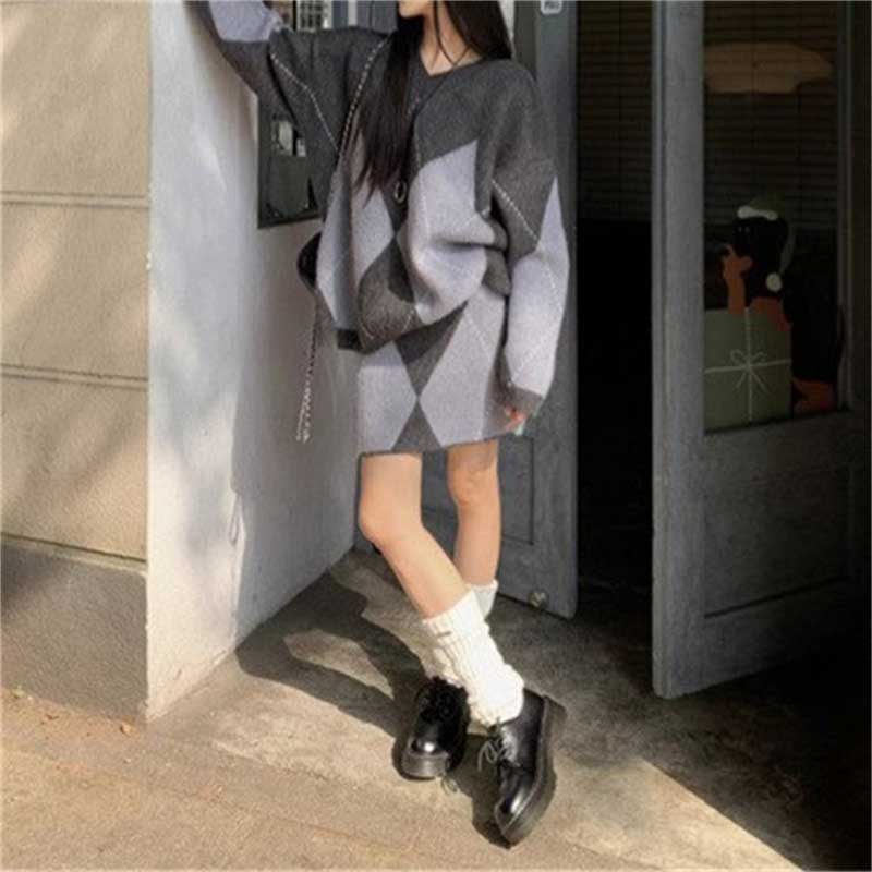 アーガイル柄ニットセットアップ(2colors)