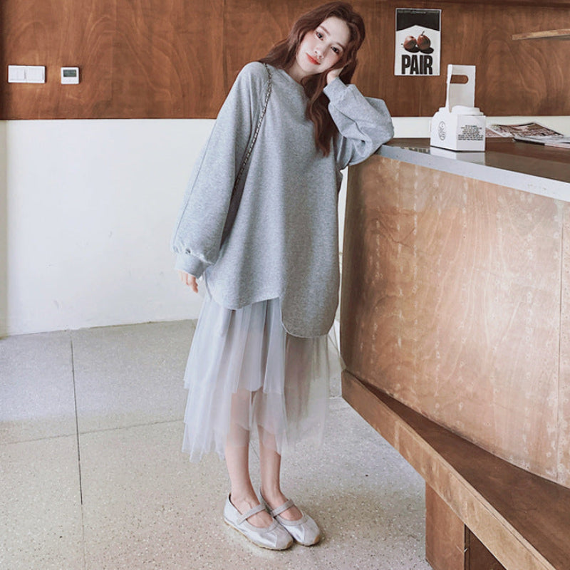 チュールドッキングスウェットワンピース