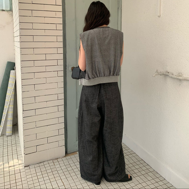 カジュアルサマーデニムワイドパンツ (3colors)