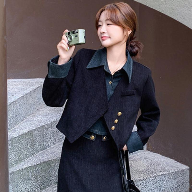 コーデュロイフェイクジャケット×スカートセットアップ