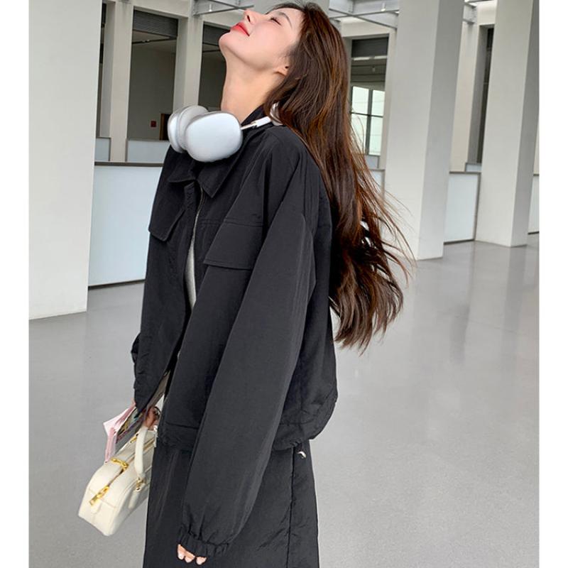 テックダブルポケットブルゾン×ロングスカートセットアップ