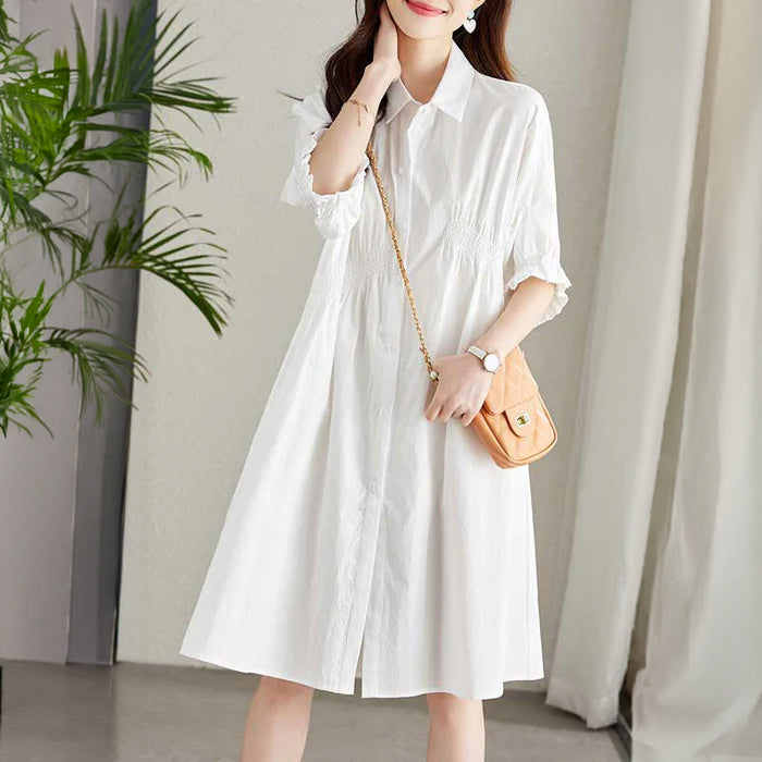 ギャザースリーブシャツワンピース(4colors)