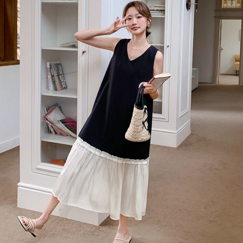 バイカラーノースリーブワンピース