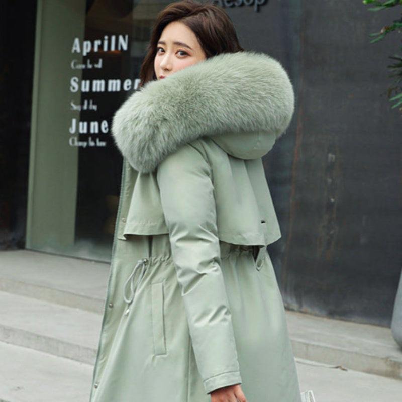 ボリュームファーフード付き厚手コート(5colors)