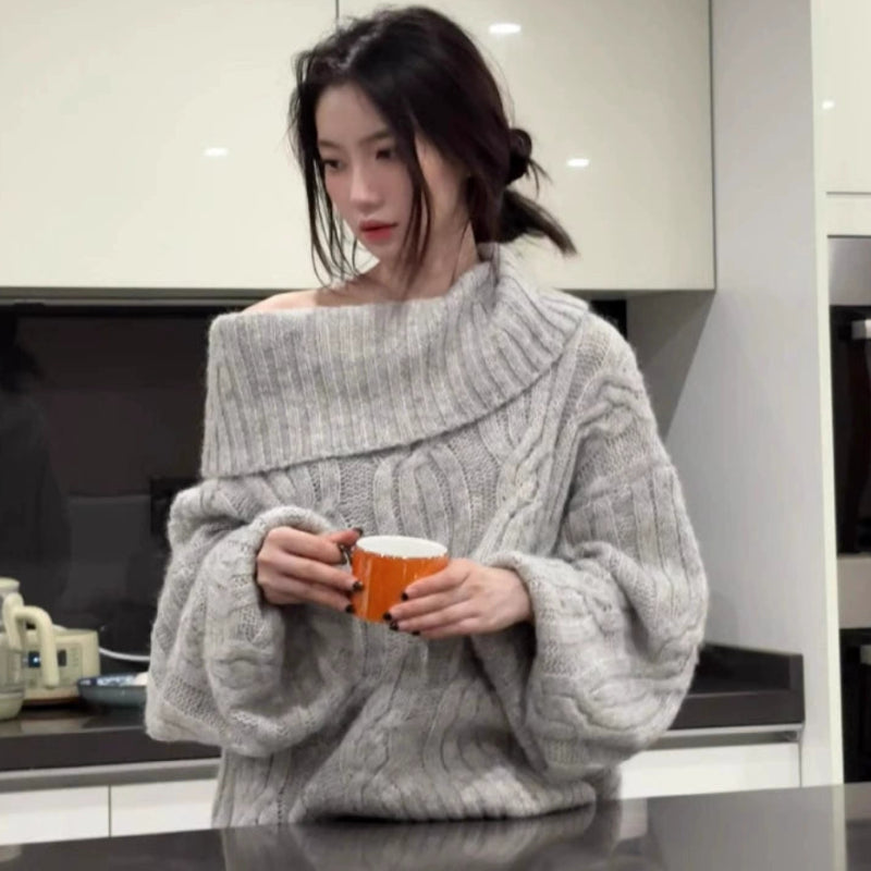 オフショルダーオーバーサイズニット