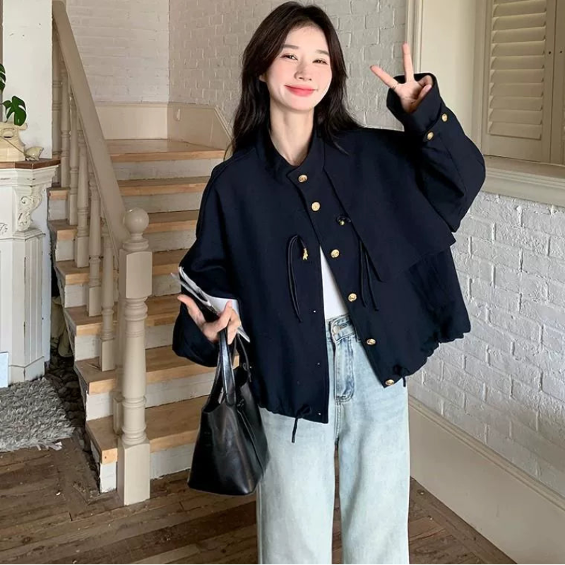 トレンチデザインネイビージャケット