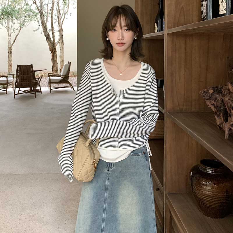 レイヤード風サイドギャザートップス(5colors)