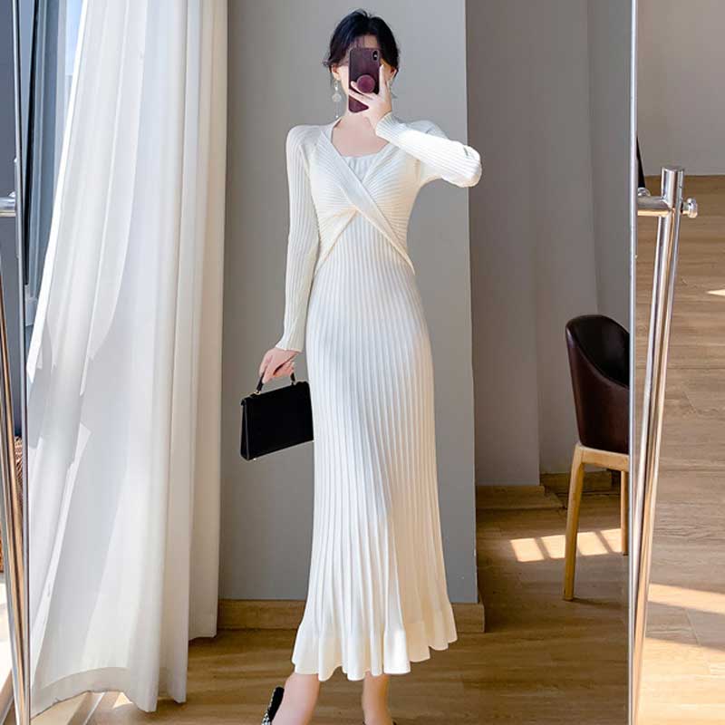 ツイストリブニットワンピース(4colors)