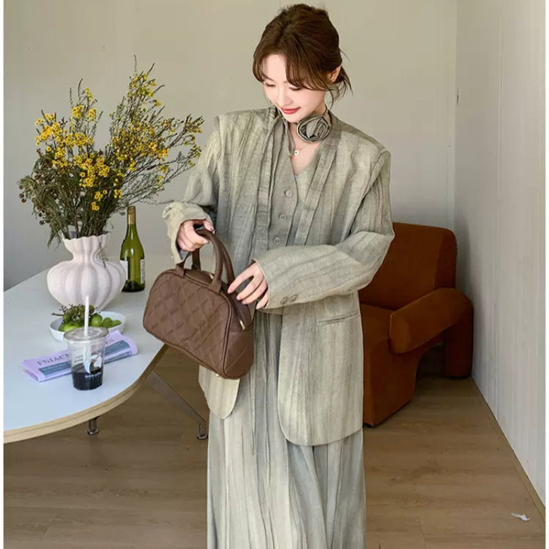 スマッジカラースリーピーススカートスーツ