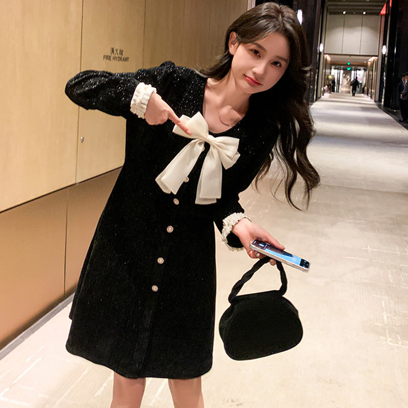 リボン付きオケージョンミニワンピース