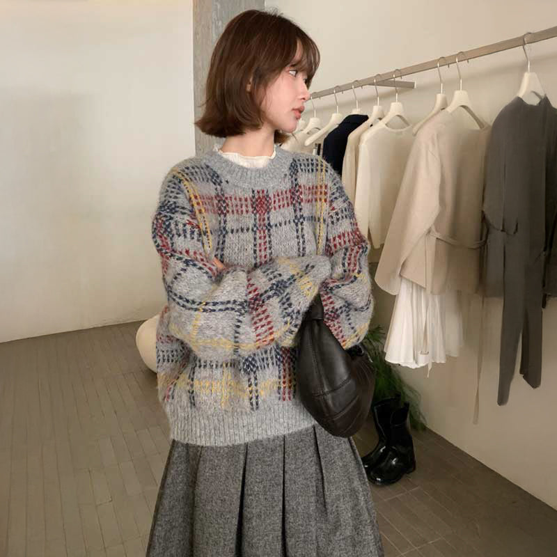 ノルディックチェックニット