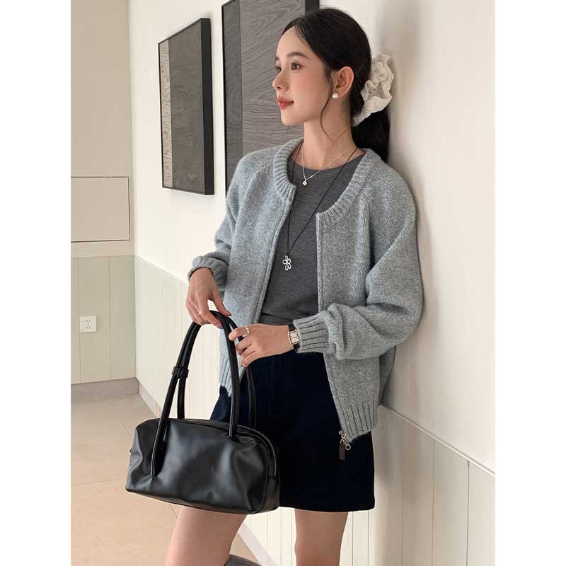 ラウンドネックニットカーディガン(4colors)