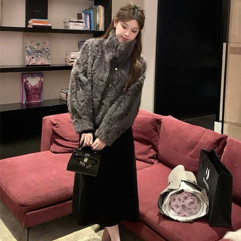 ボリュームエコファーショートコート(2colors)