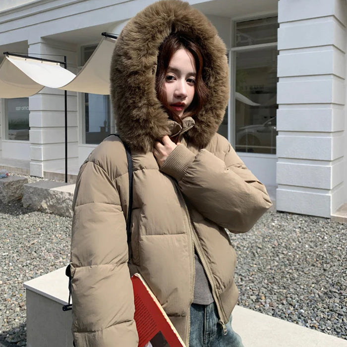 ボアフードキルティングショートコート(3colors)