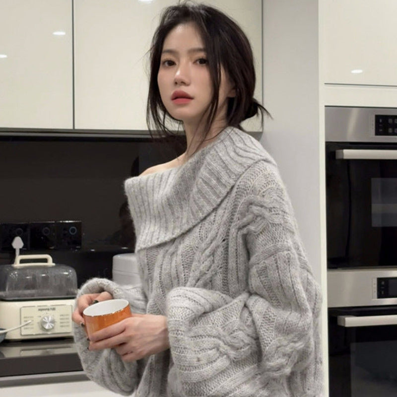 オフショルダーオーバーサイズニット