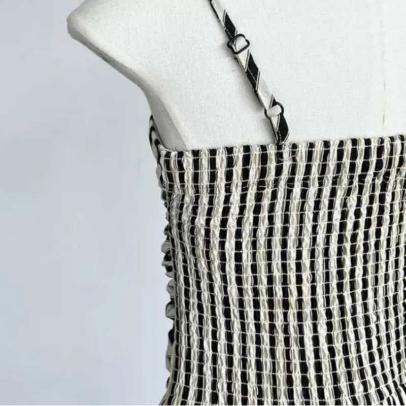 モノトーンストライプキャミソールワンピース