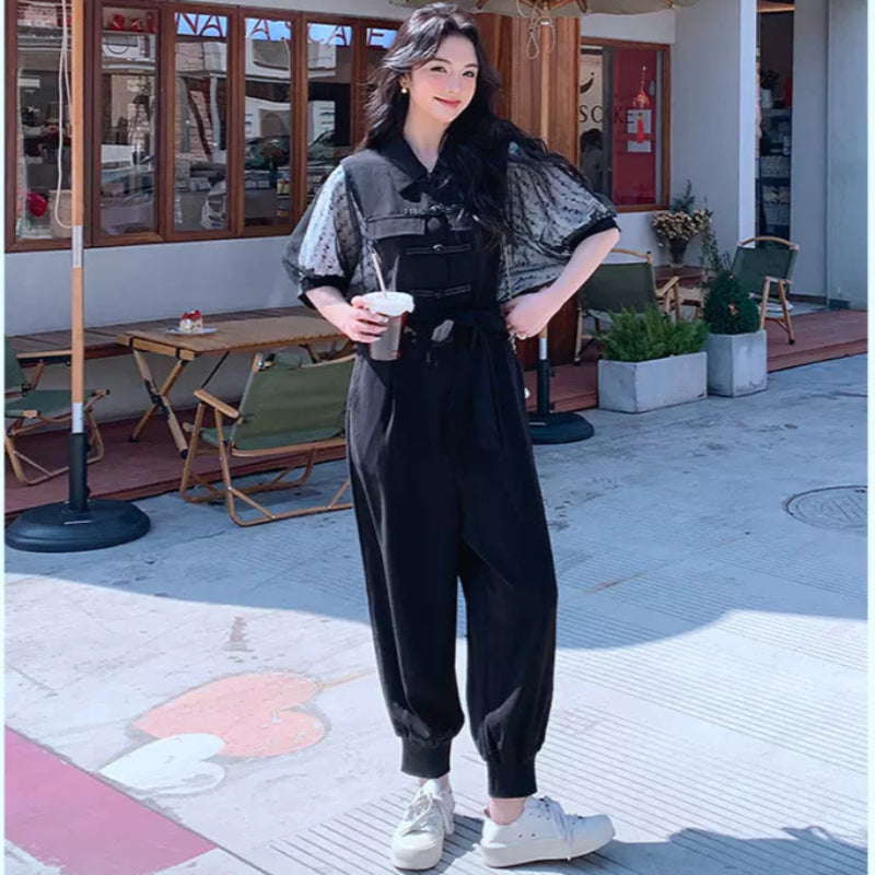 レーズスリーブデザインジャンプスーツ