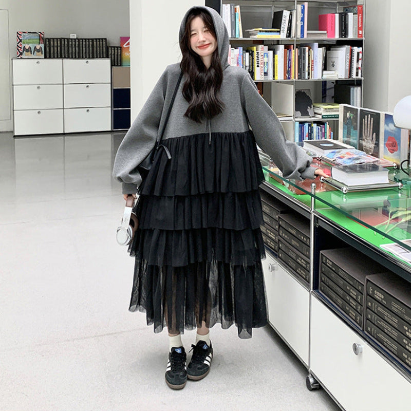 チュールドッキングパーカーワンピース