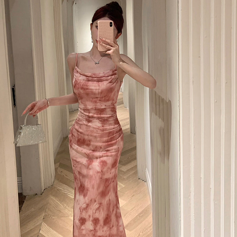 タイダイ柄グラデーションドレープドレス