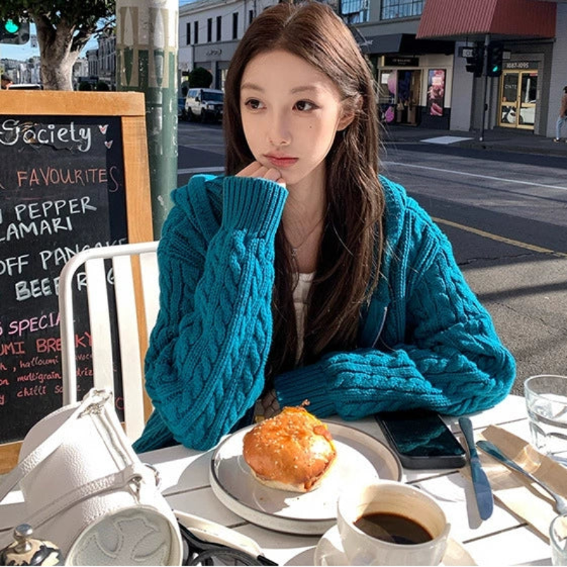 ケーブルニットファスナーパーカー(3colors)