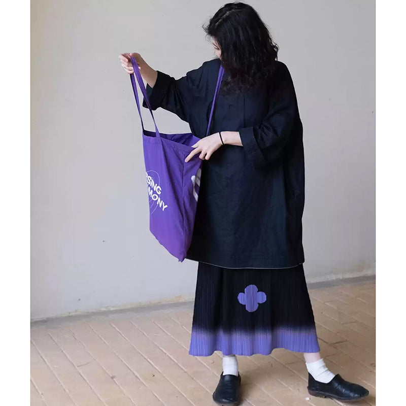 モダンチャイナ風ネイビーロングシャツ