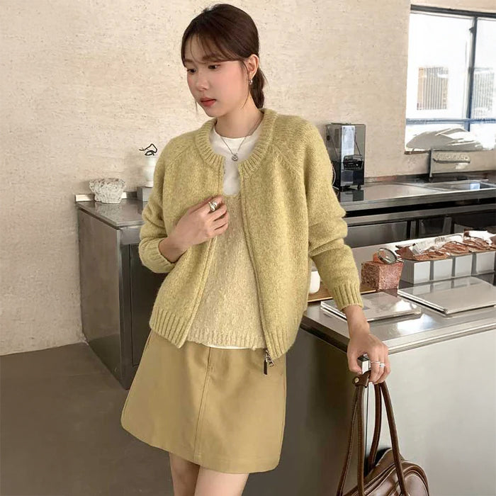 ラウンドネックニットカーディガン(4colors)