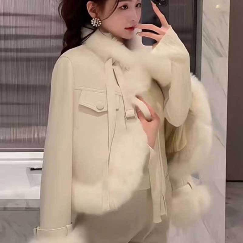 ファートリミングレザージャケット(3colors)