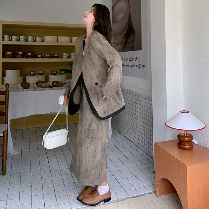 オーバーサイズジャケット×キャミワンピースセット