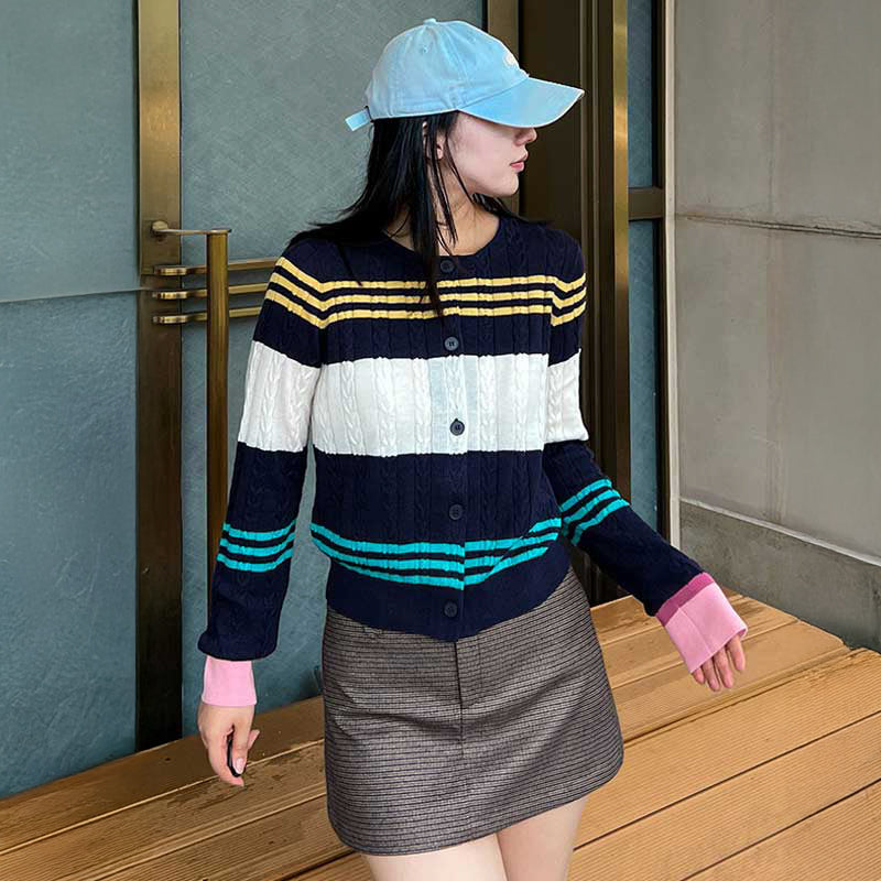 ボーダーケーブルカーディガン(2colors)