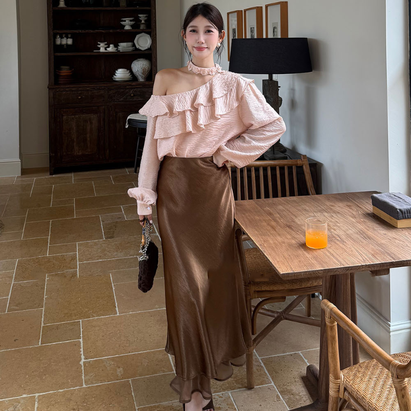 ワンショルダーフリルカラーブラウス(3colors)