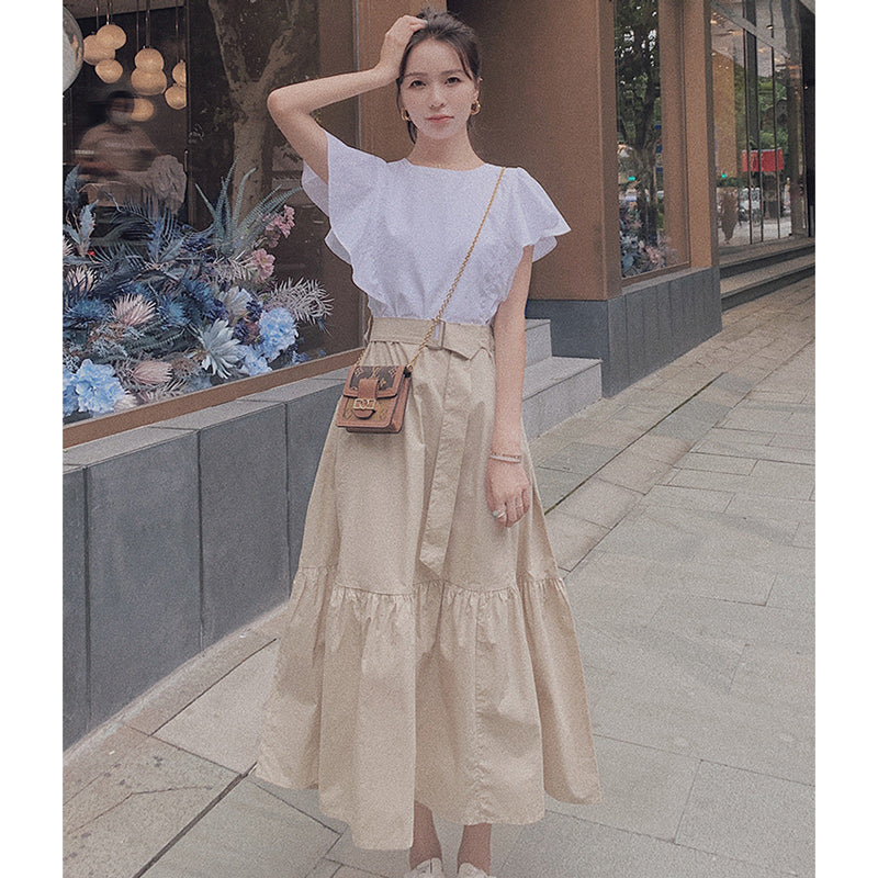 フリルスリーブバイカラーワンピース(2colors)