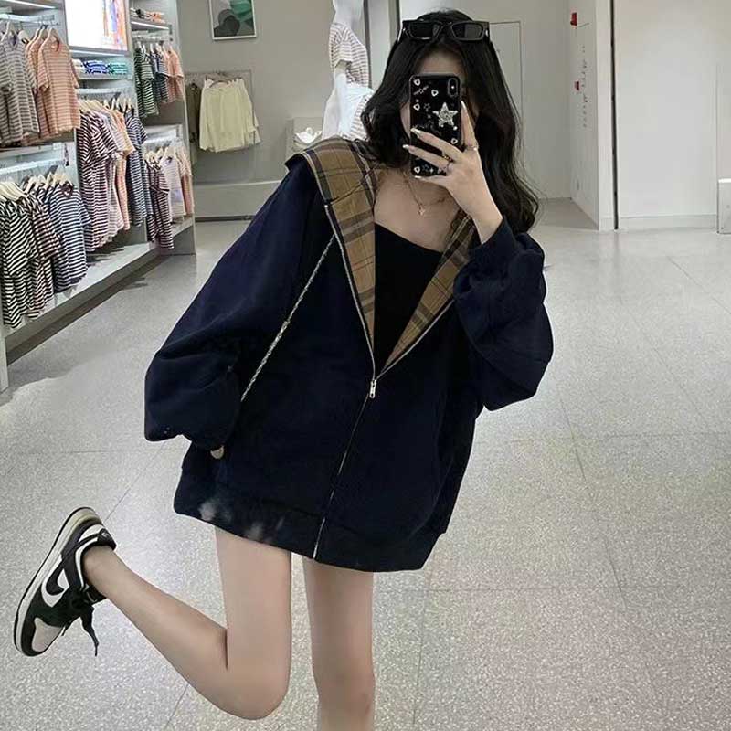 フード裏チェックパーカー(2colors)