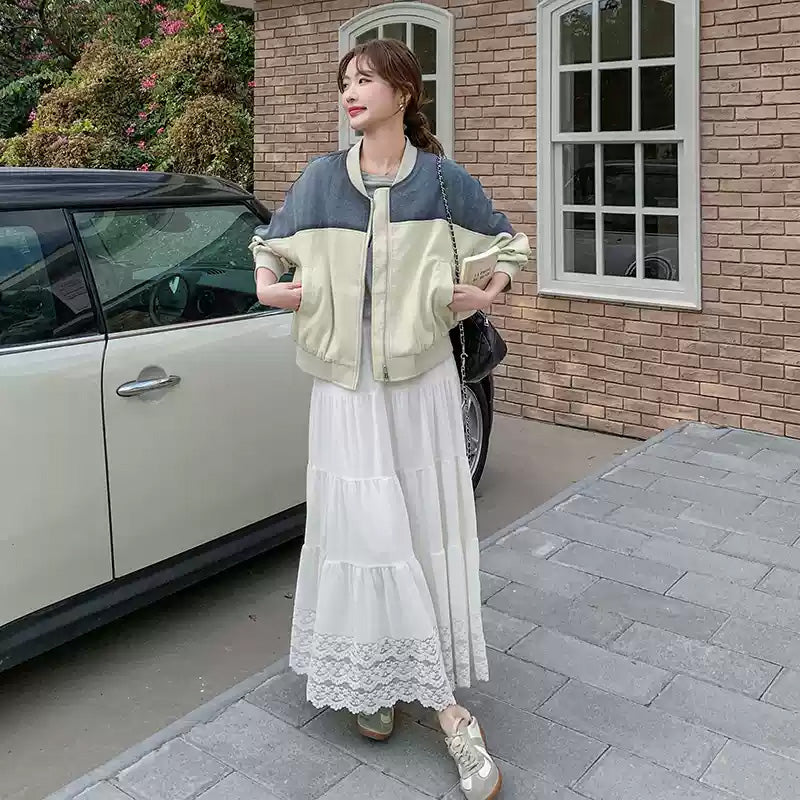 デニム切り替えショートジャケット