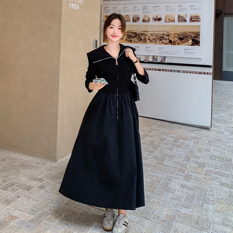 ビッグカラーファスナーワンピース