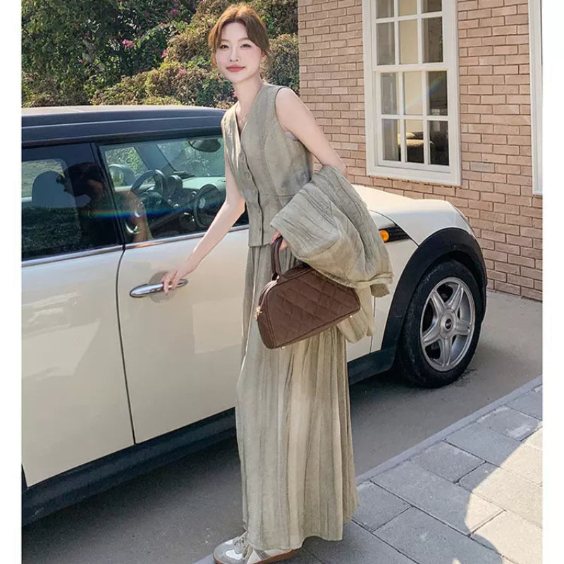 スマッジカラースリーピーススカートスーツ