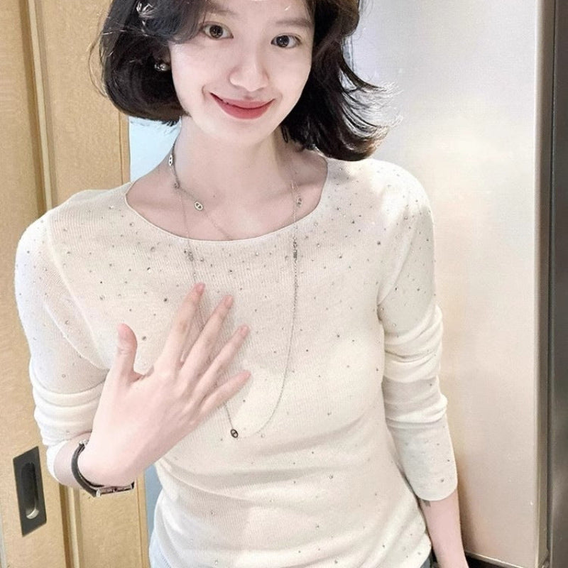 ラインストーンニットトップス(3colors)