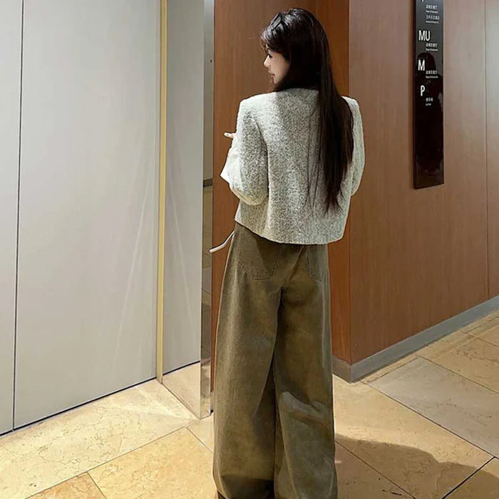 ノーカラーツイードショートジャケット