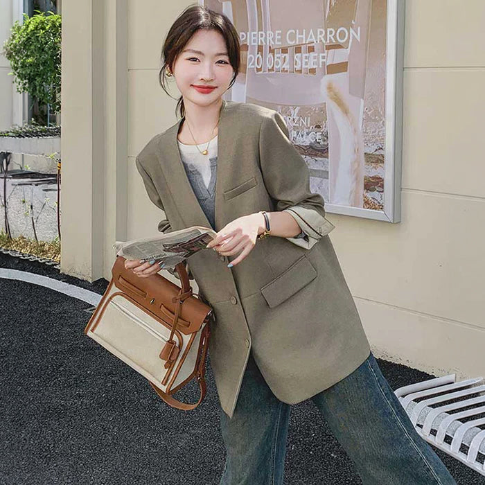 オーバーサイズノーカラージャケット