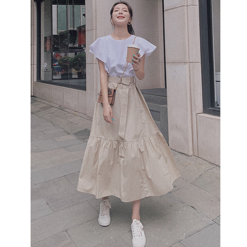 フリルスリーブバイカラーワンピース(2colors)