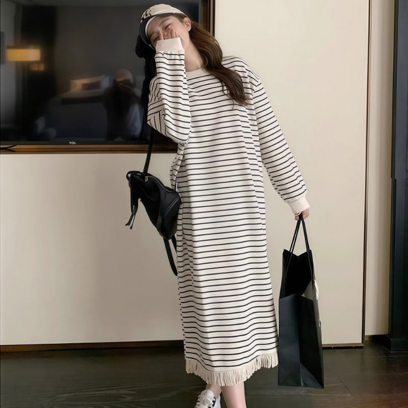 フリンジデザインボーダーワンピース