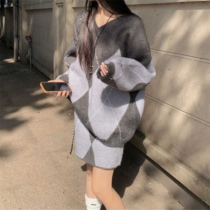 アーガイル柄ニットセットアップ(2colors)