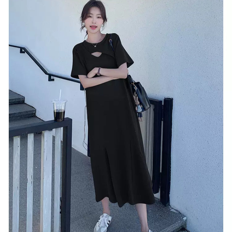 アシンメトリーTシャツワンピース(2colors)