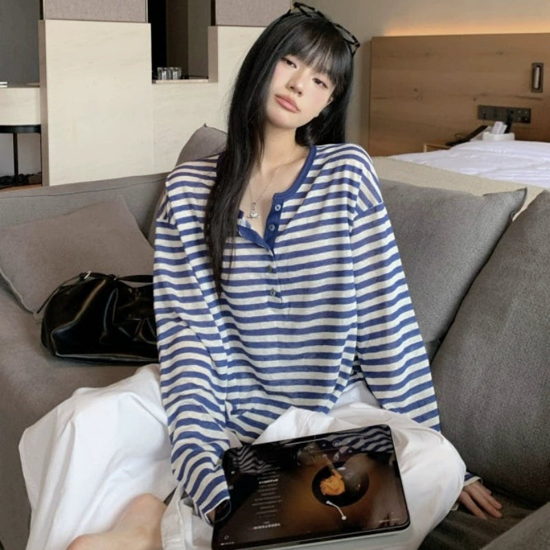 ストライプヘンリーロングTシャツ