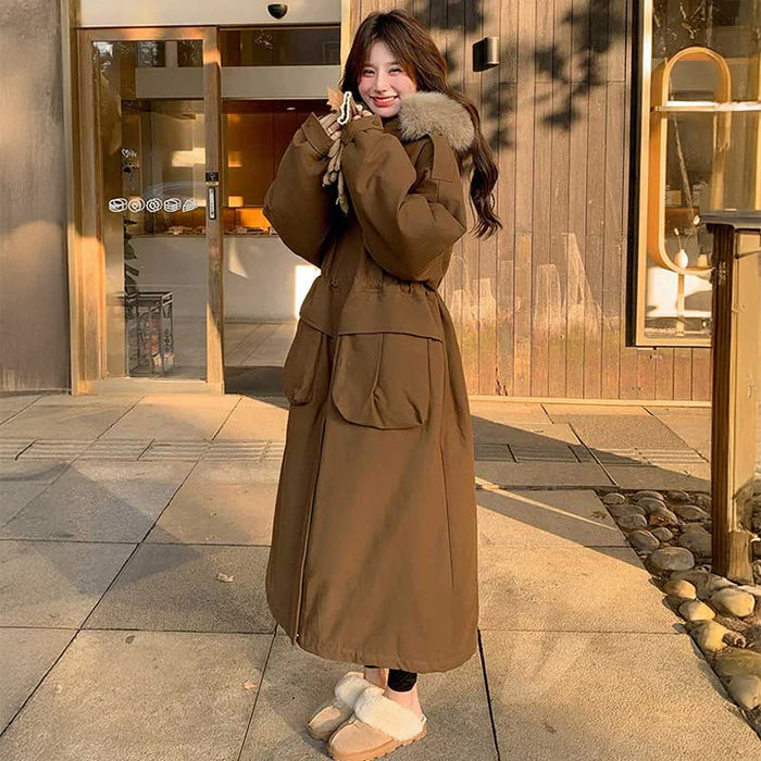 ボリュームモッズマキシコート(3colors)（茶・緑・灰）秋/冬 モードな