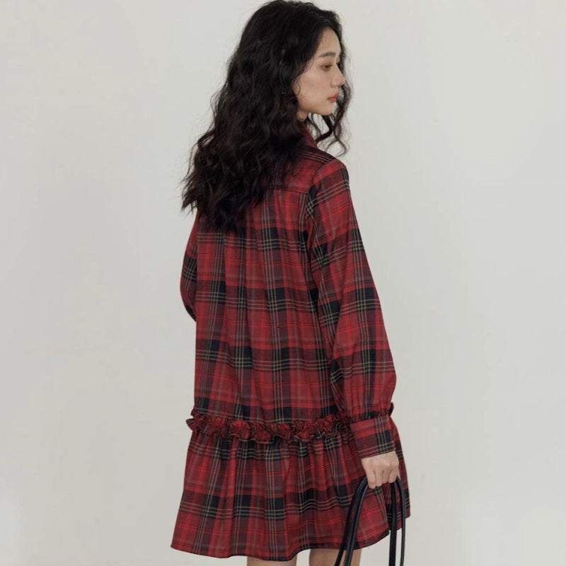 ヴィンテージチェックボウタイミニワンピース